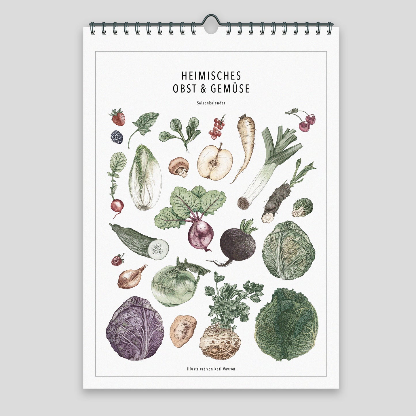 Saisonkalender – Wandkalender coloriert (DINA4)