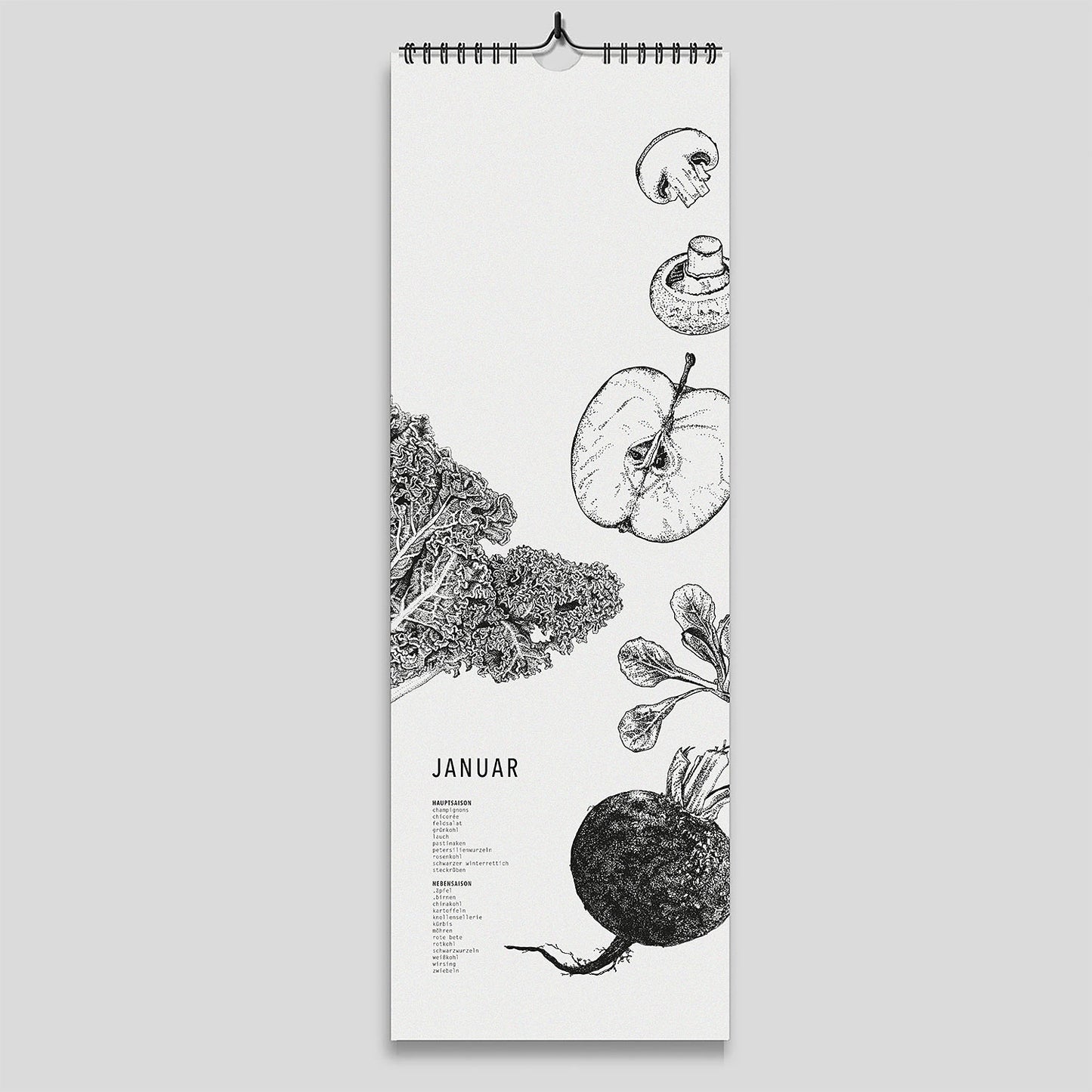 Saisonkalender – Wandkalender (Streifenformat)