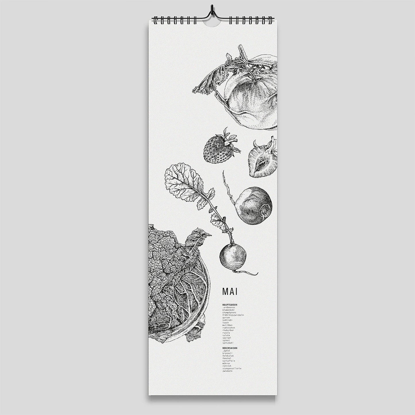 Saisonkalender – Wandkalender (Streifenformat)