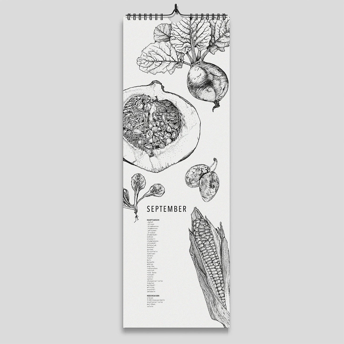 Saisonkalender – Wandkalender (Streifenformat)