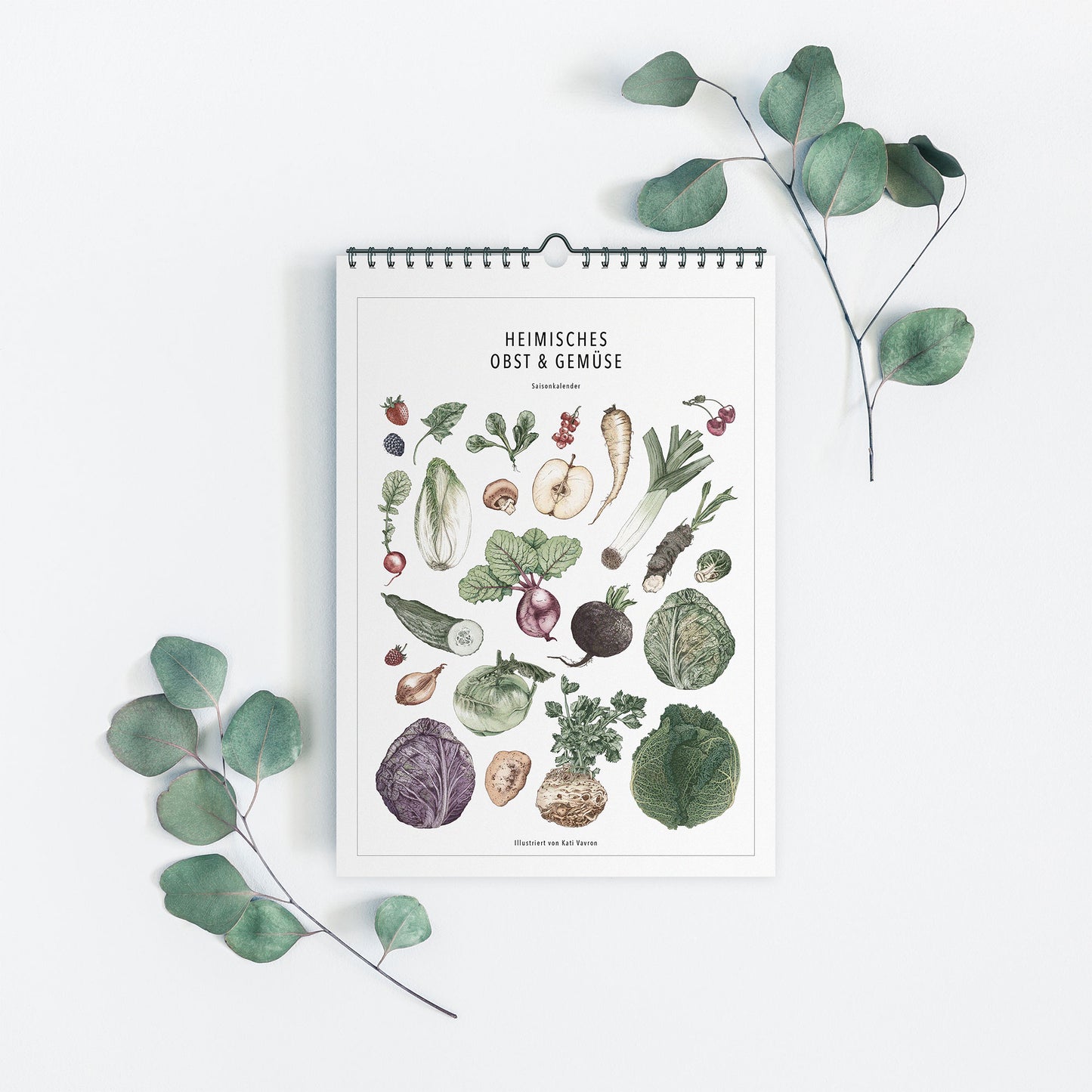 Saisonkalender – Wandkalender coloriert (DINA4)