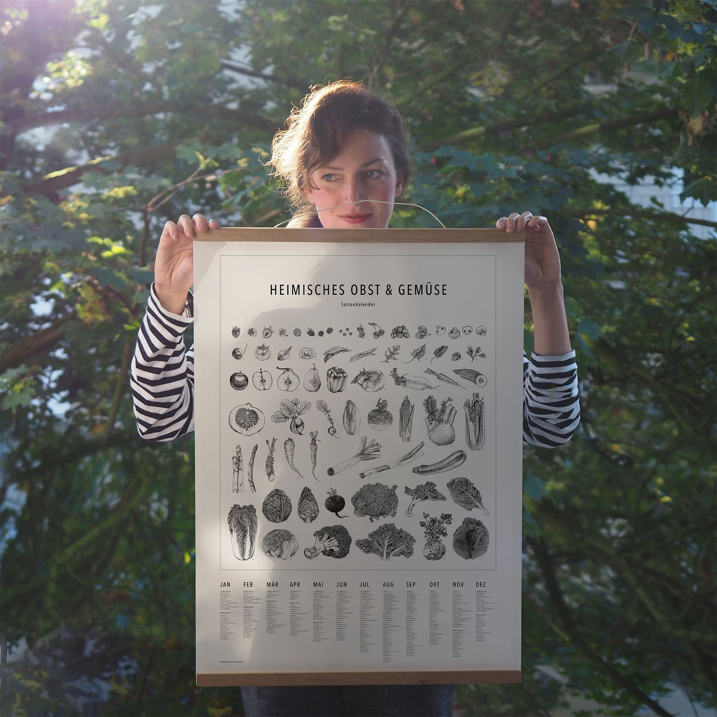 Saisonkalender – Poster Matrix s/w (50×70)
