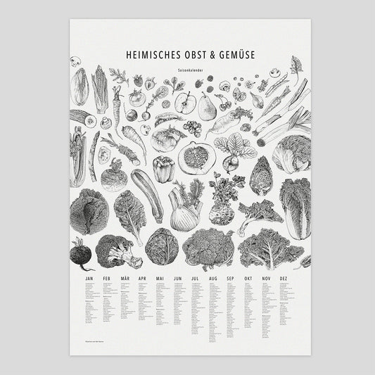 Saisonkalender – Poster Collage s/w (50×70)