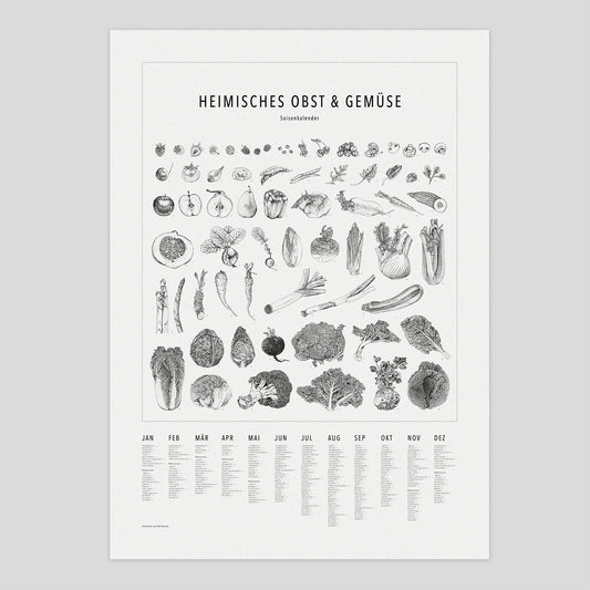 Saisonkalender – Poster Matrix s/w (50×70)