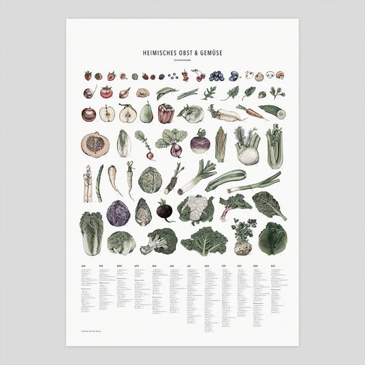 Saisonkalender – Poster Matrix coloriert (DINA2)