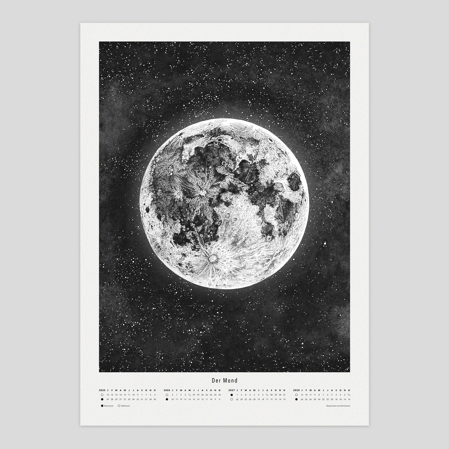 Mondkalender – Poster s/w (50x70)