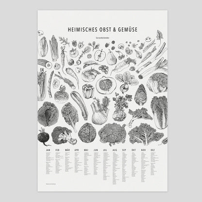Saisonkalender – Poster Collage s/w (50×70)